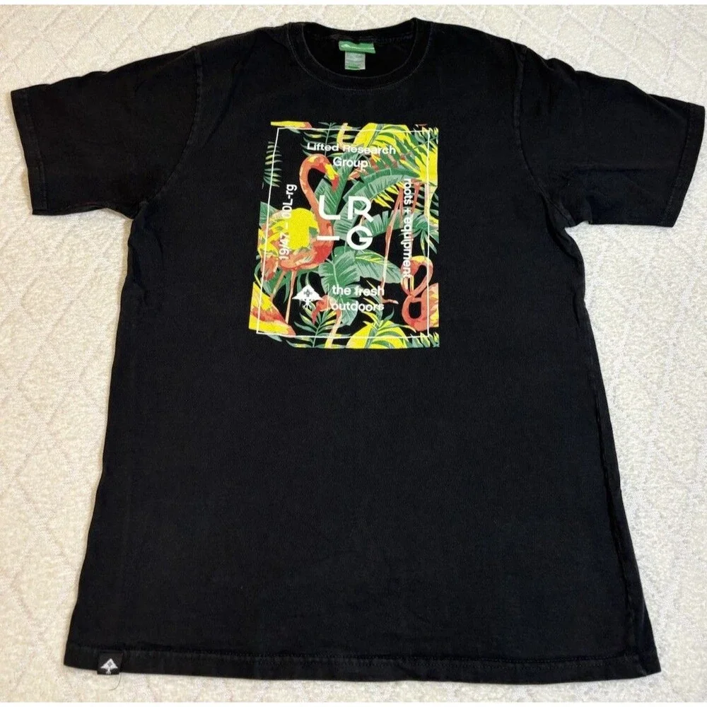 Vintage Y2K LRG Lifted Research Group Flamingos Tropical Fresh Outdoors Shirt M